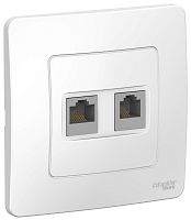 Розетка телефон+компьютер с рамкой Systeme Electric Blanca 2-м. RJ11+RJ45 5е белый картинка